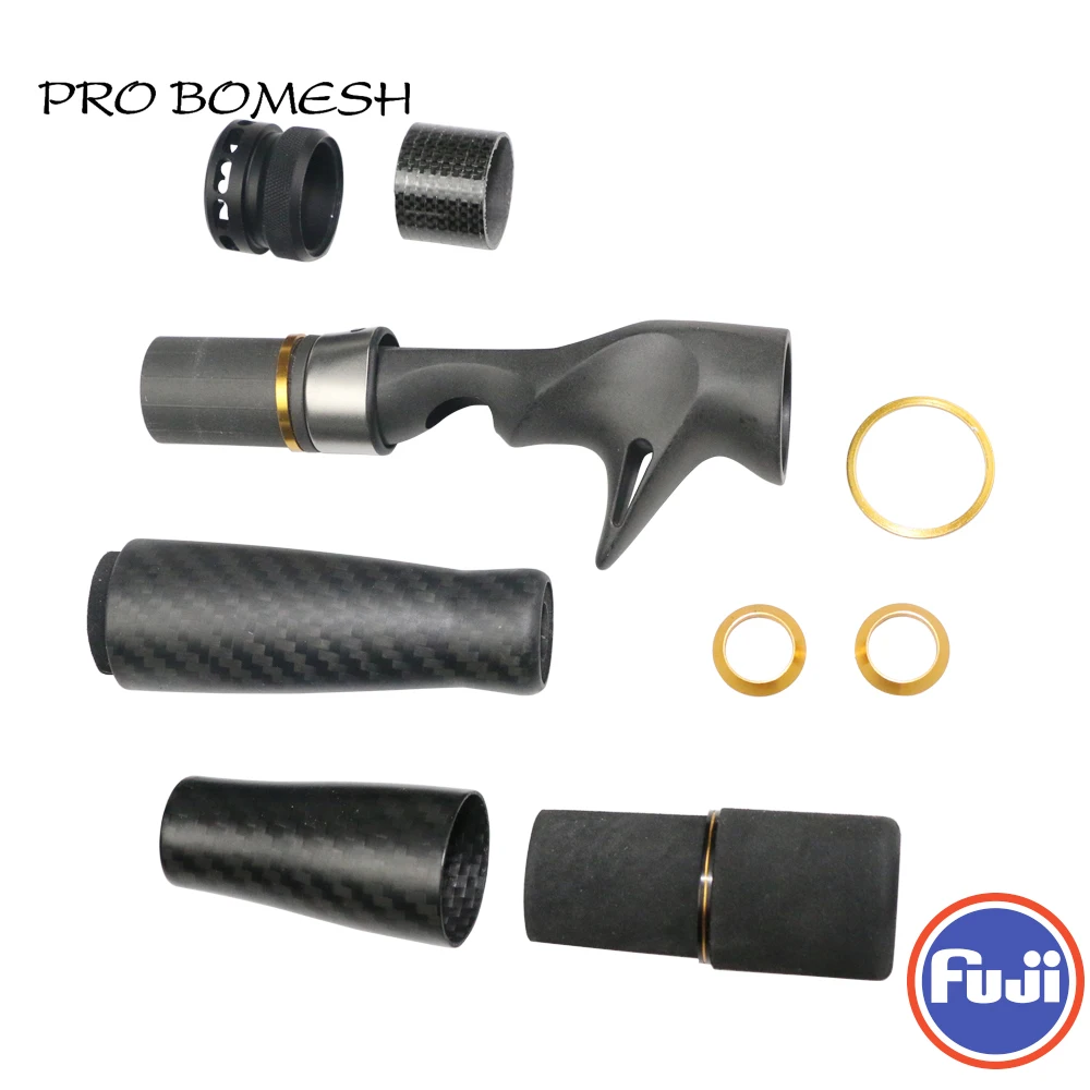 Pro Bomesh 1Set Fuji ACS ECS Reel Seat Carbon Fiber Split Grip Butt Grip Casting Handle Kit DIY Fishing Rod Accessory