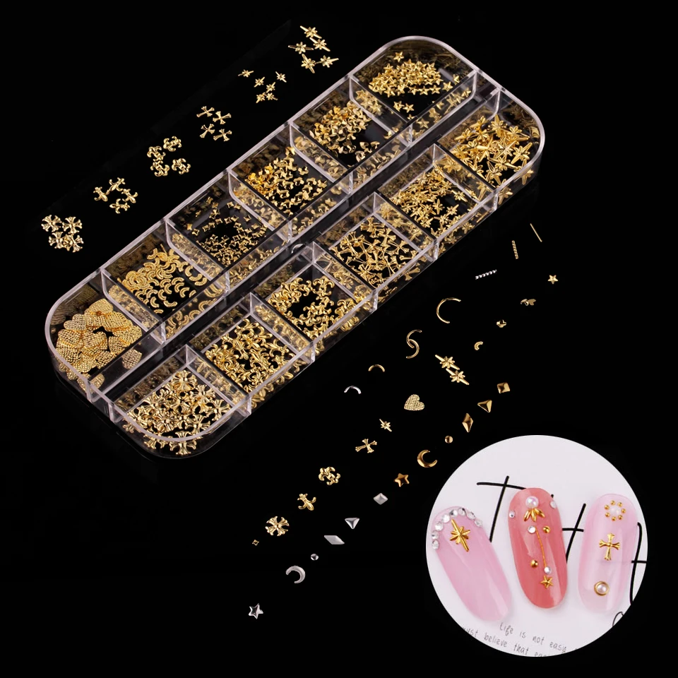 

NEWCOME Multi-size Nail Rhinestones 3D Crystal AB Clear Nail Stones Gems DIY Nail Art Decorations Gold Silver Rivet Rhinestone