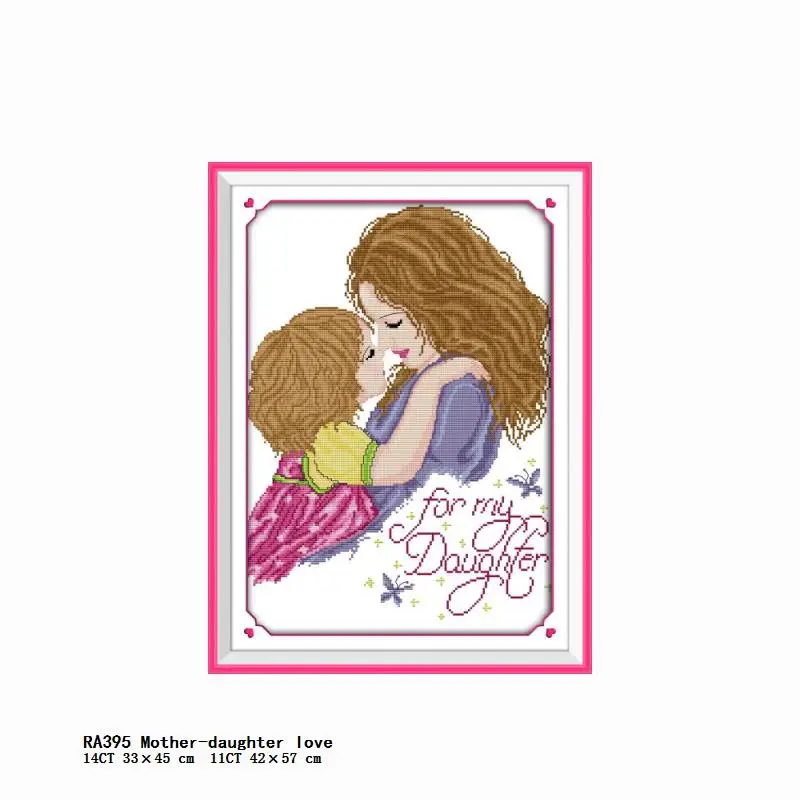 Joy Sunday Mother-daughter Love Embroidery Needlework Counted Stamped Cross Stitch Kits 11CT 14CT Print Crafts Decor Needlepoint