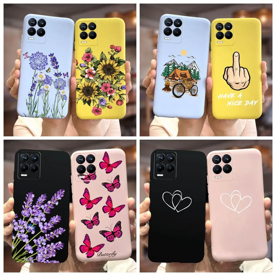Oppo Realme 8 Pro 케이스 RMX3081 2021 Realme 8 8i Realme8 Pro 케이스 Fundas Capa 용 새 패션 소프트 실리콘 전화 뒷면 커버