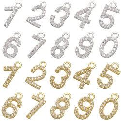 ZHUKOU bigger CZ crystal number charms Arabic numbers pendant for jewelry making DIY earrings necklace Jewelry accessories VD721