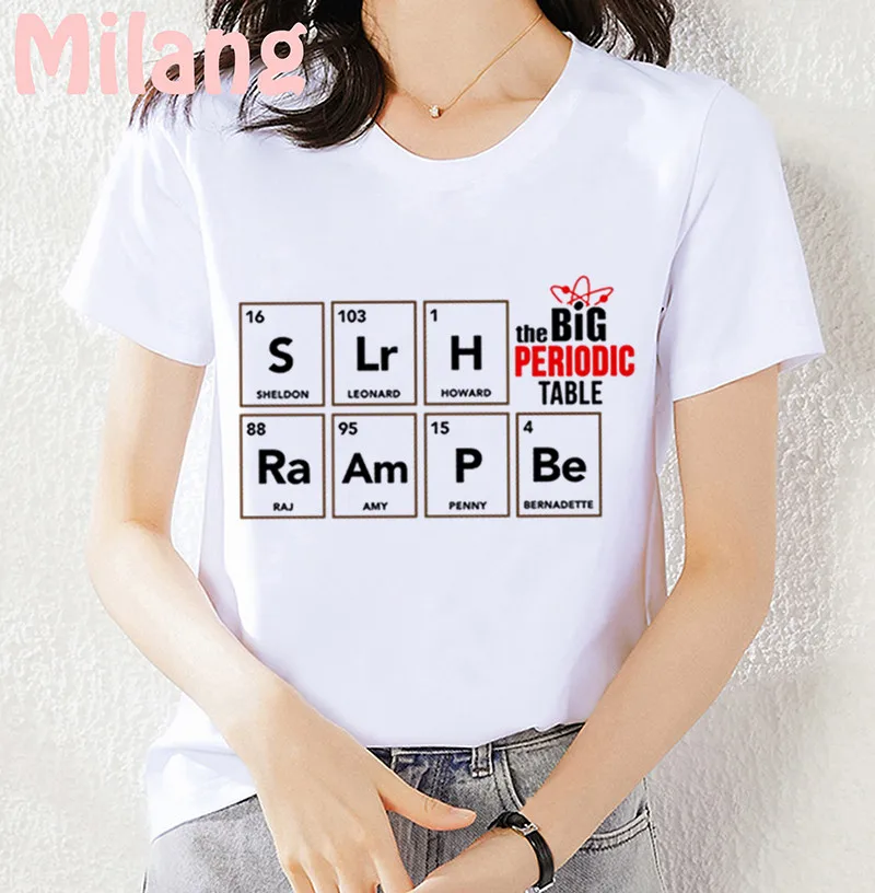 Big Bang Theory Mujer Camisetas White Tops T Shirts 2021 Summer Aesthetics Graphic Casual Short Sleeve Polyester Women T-Shirts