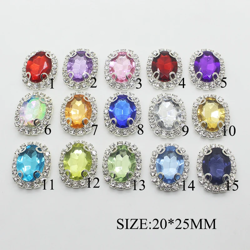 

Direct sales Alloy Jewelry Accessories 10 pcs 20 * 25mm Wedding Decoration Flat Back Crystal Rhinestone Buttons Craft production