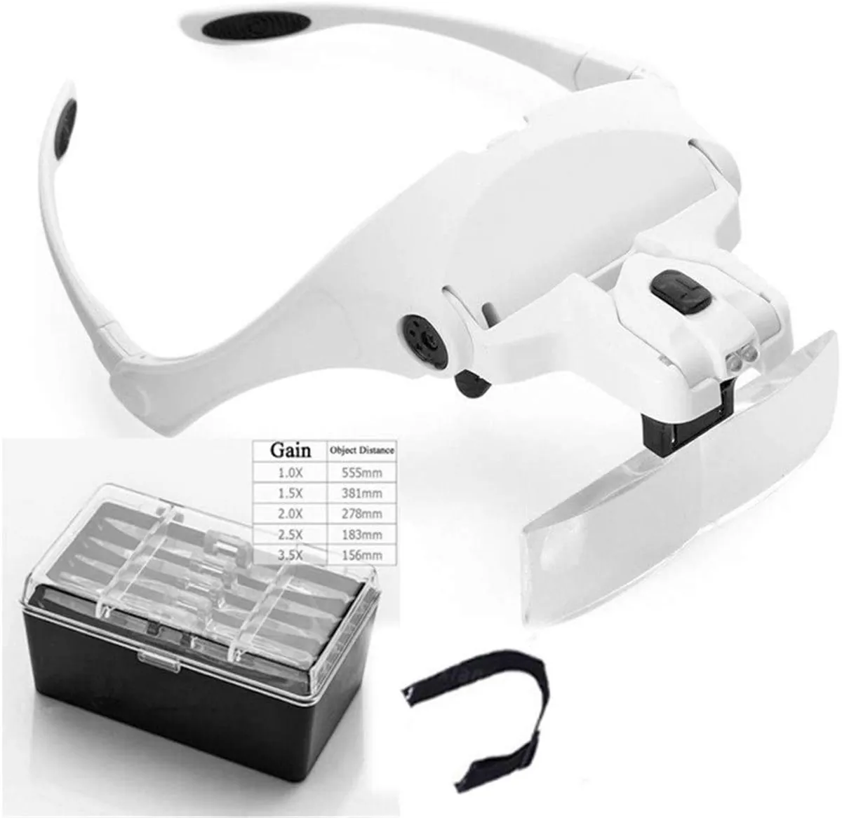 1.0X 1.5X 2.0X 2.5X 3.5X Adjustable 5 Lens Loupe LED Light Headband Magnifier Glass LED Magnifying Glasses With Lamp