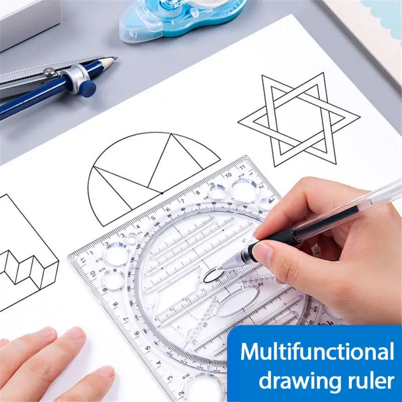 1pc Multifunctional Drawing Template Art Design Construction Architect Stereo Geometry Ellipse Drafting Scale Ruler Measuring