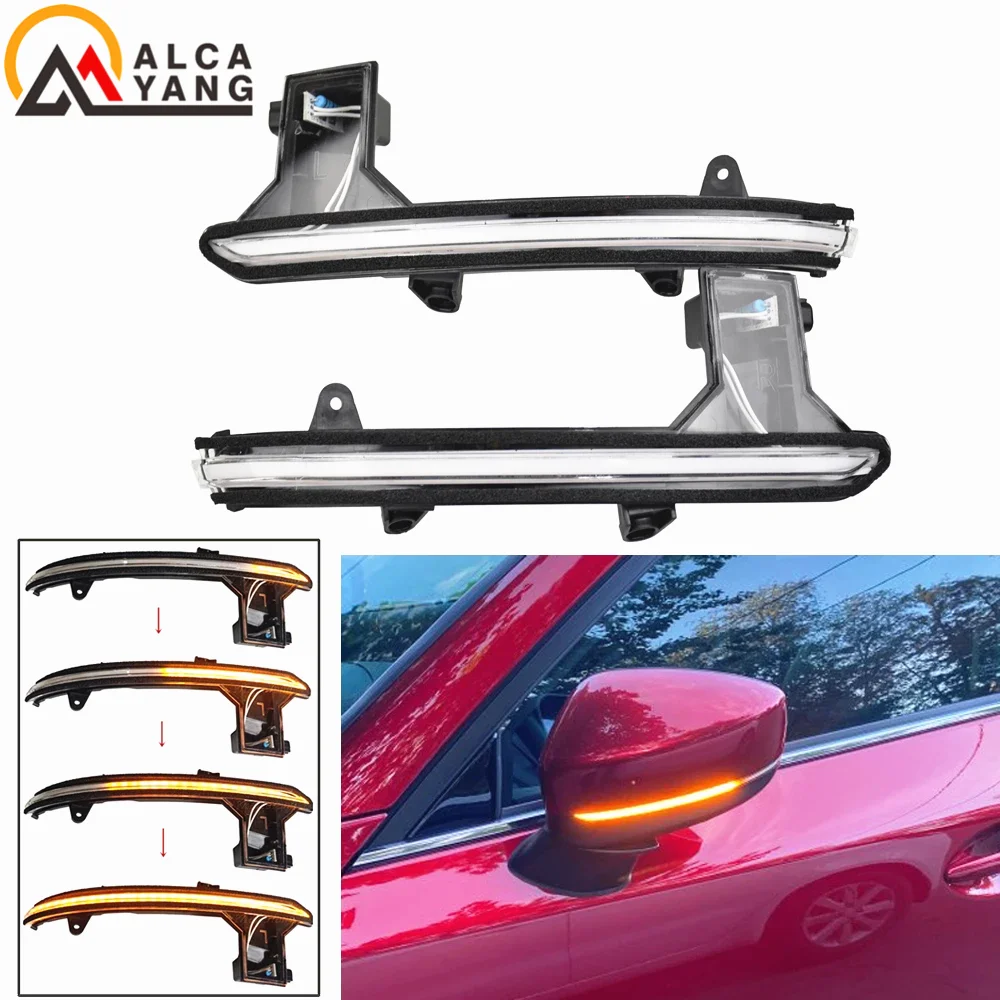 2Pcs For Mazda CX-5 CX5 KF 2017 2018 LED Dynamic Turn Signal Blinker Sequential Door Side Rearview Mirror Indicator Scroll Light