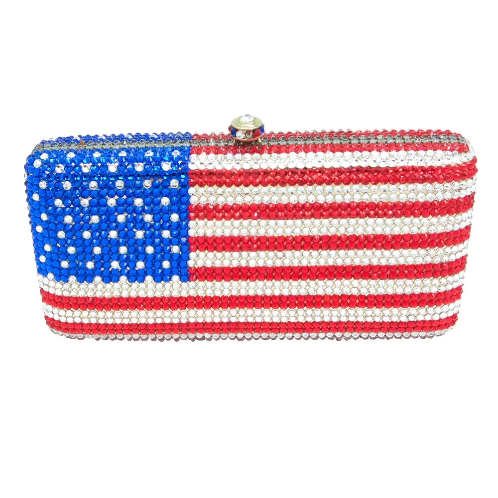 

Boutique Countries National Flag Women Crystal Evening Bag Metal Case Minaudiere Handbags and Purses Ladies Party Bag