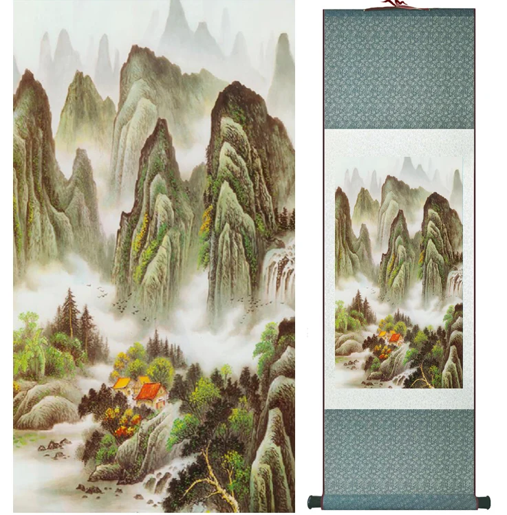 

landscape painting Home Office Decoration Chinese scroll painting mountain and River paintingPrinted painting042211