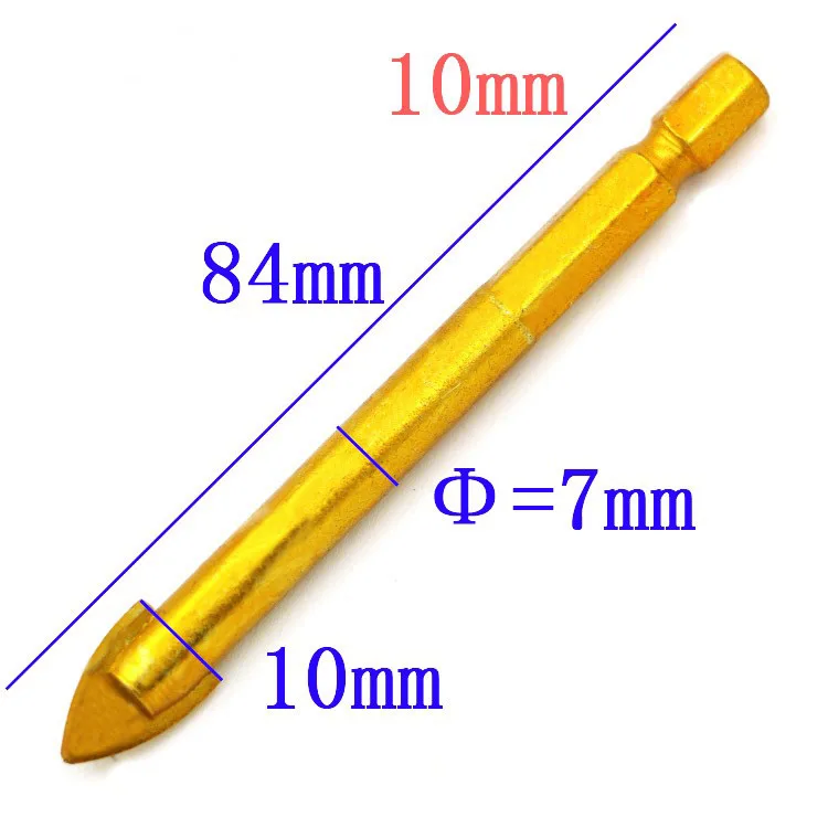 Titanium Coated Glass Drill Bits Set 3mm 4mm 5mm 6mm 8mm 10mm 12mm with Hex Shank for Ceramic Tile Marble Mirror&Glass