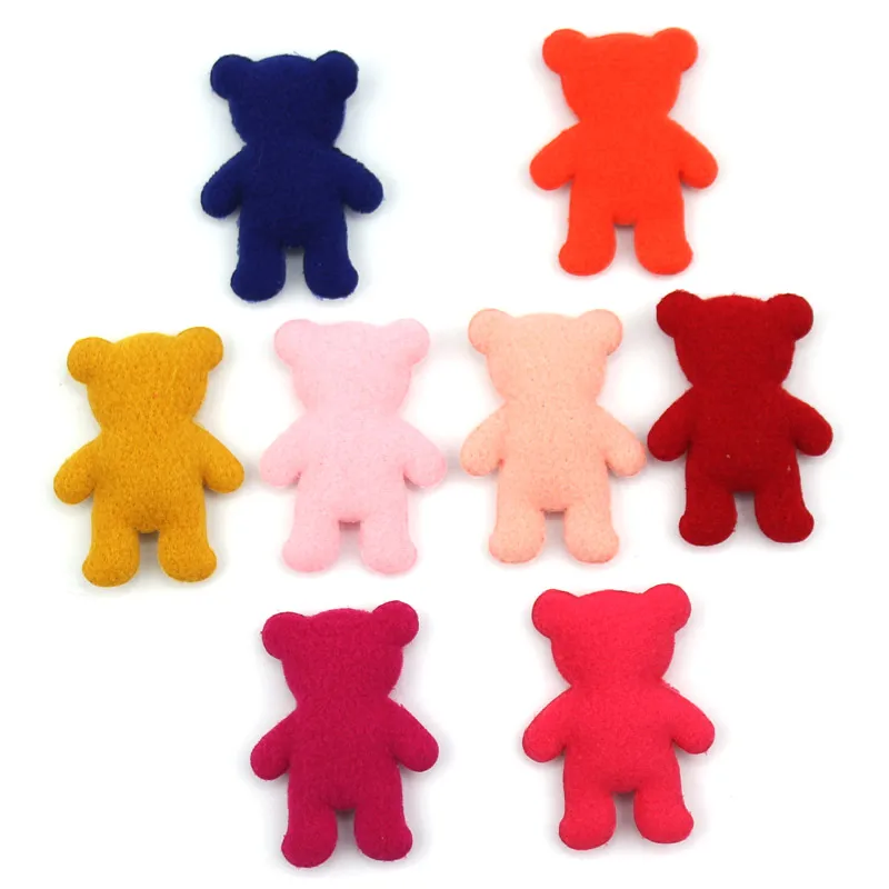 32Pcs 3.5*5cm Double Side Furry Bear Padded Appliques For Clothing Sewing Kids Headwear Decor Crafts Ornament Accessories