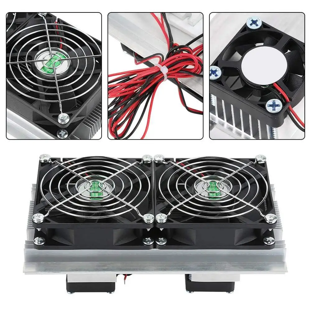 200 x 115 x 8.5mm 120W Thermoelectric Peltier Refrigeration Semiconductor Cooling System Kit Double Fan