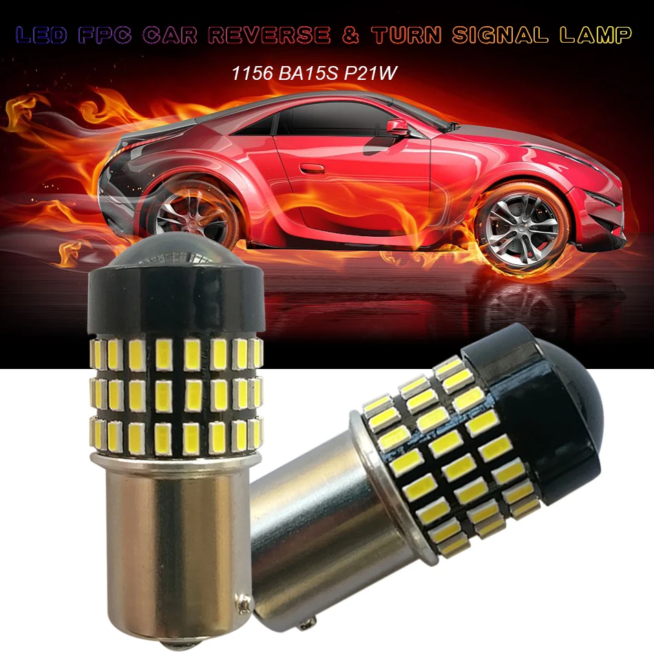 

2Pcs White Car LED Light Bulbs P21W 1156 BA15S Luces Para Auto Voiture Coche Carro Reverse Lamp Turn Signal Lights Accessoreis