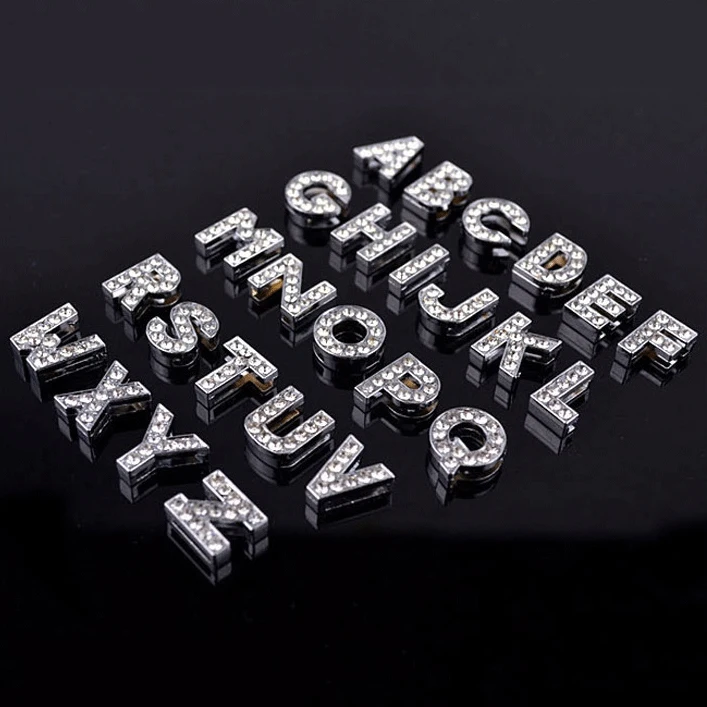 DINGLLY 2Pcs Letters 0-9 Numbers Beads Charm Fit Original Brands 10mm Stainless Steel Mesh Bracelets for Women Boy Girl Bangle