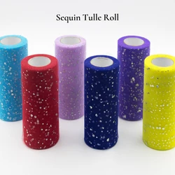 Glitter Sequin Tulle Roll 25 yard 15cm Spool Tutu Wedding Decoration Baby Shower Tutu Skirt Birthday Party Supplies Organza DIY