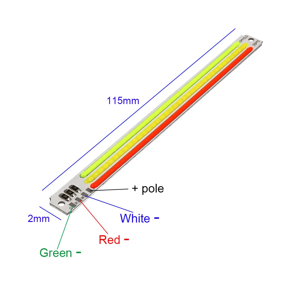 Dropshipping 115x10mm Red Green White 3-color 5V COB Strip LED Light Tricolour Lamp for Face Recognition Decoration Signal Light