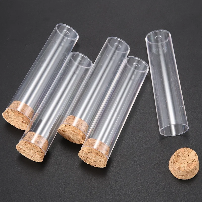 50Pcs/Pack 25X95mm Flat Bottom Tea Plastic Test Tube Drosophila Vials Culture Tube with Cork Stoppers