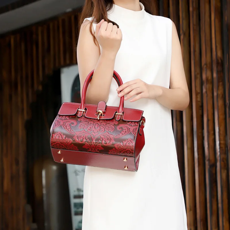 Luxury Personality Cowhide Shoulder  Bags New Leather Fashion Restoring Ancient Ways Brand Genuine Leather Women  Bag