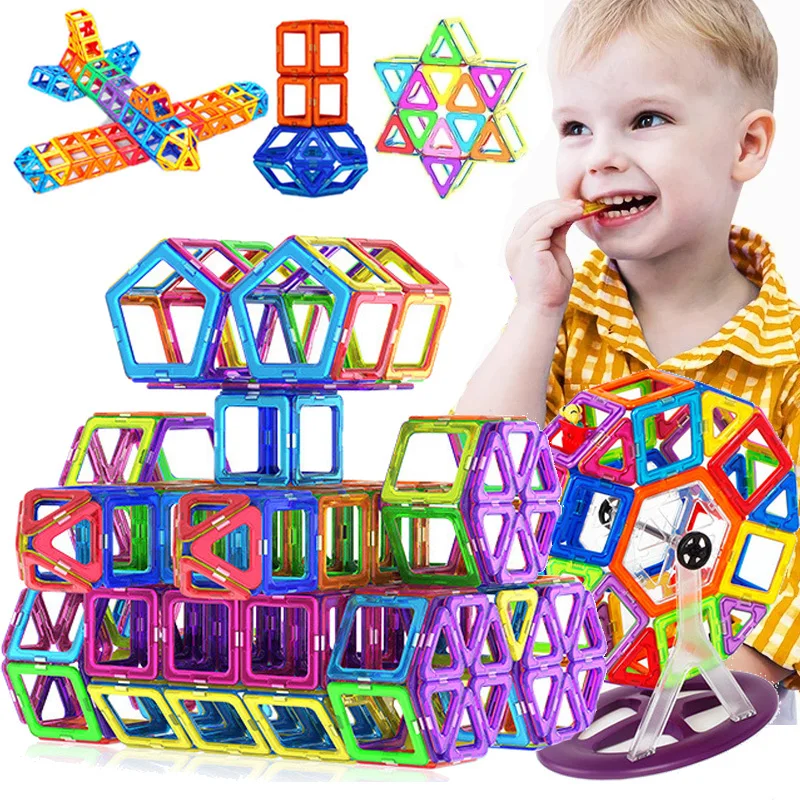 20-184Pcs Mini & Big แม่เหล็ก Designer แม่เหล็กบล็อกอาคารอุปกรณ์เสริมการศึกษา Constructor ของเล่นสำหรับของขวัญเด็ก