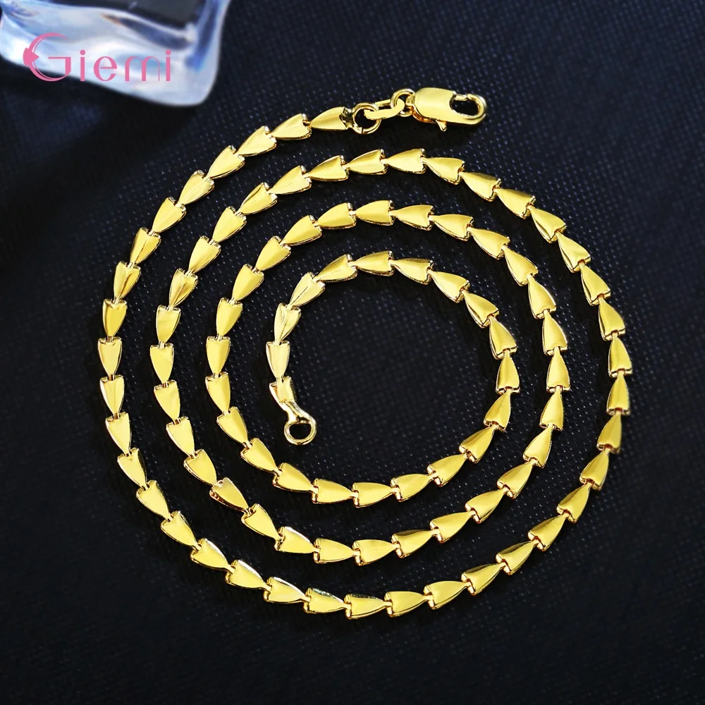 New Models Women Fashion Jewelry 3mm Width Gold Color Necklace Chains Triangle Shape Link Chain High Quality Jewelry Gift