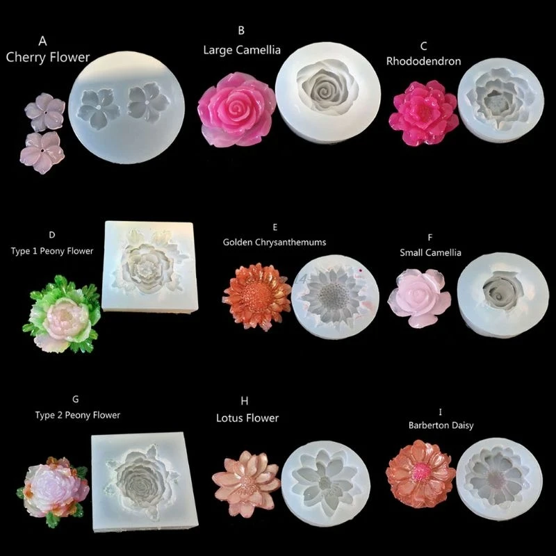 DIY Flower Silicone Molds Epoxy Resin Camellia Peony Daisy Lotus Flower Jewlery Making Tools