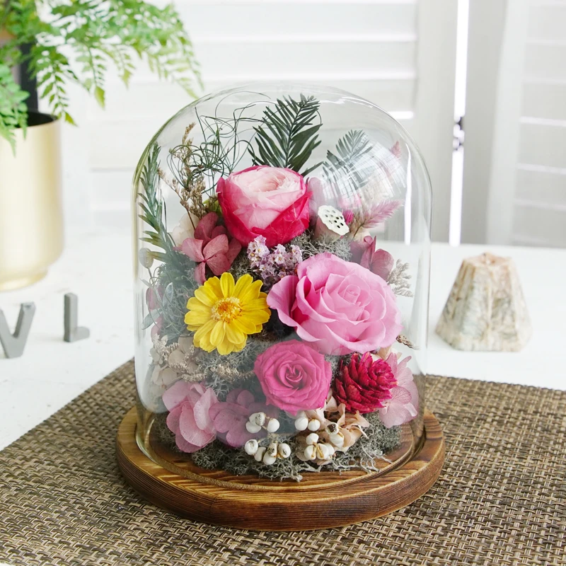 

20*30cm Big Size Glass Dome Vase Home Decoration Creative Antique Base Transparent Cover DIY Friend Favor Gift Wedding Prop