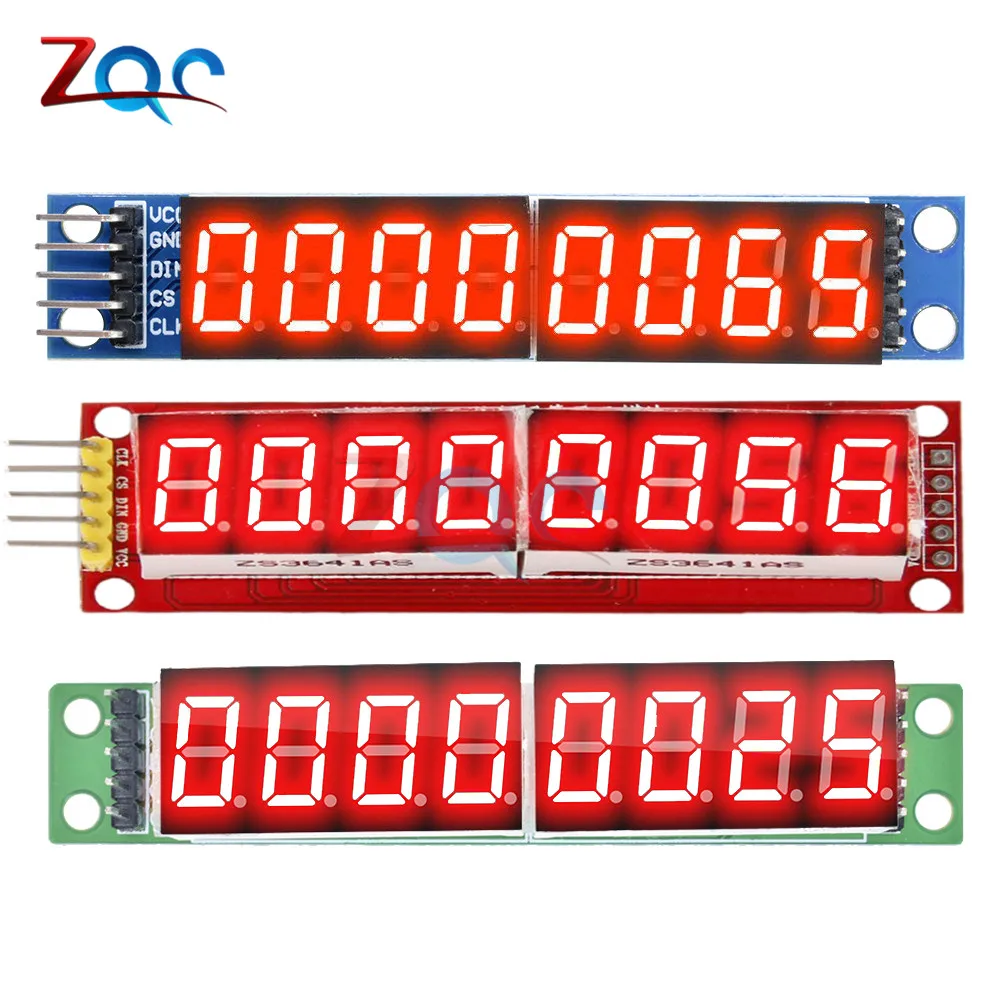 Red/Blue/Green Board MAX7219 8 Digit LED Tube Display Control Module for Arduino 3.3V 5V Microcontroller Serial Driver 7-segment