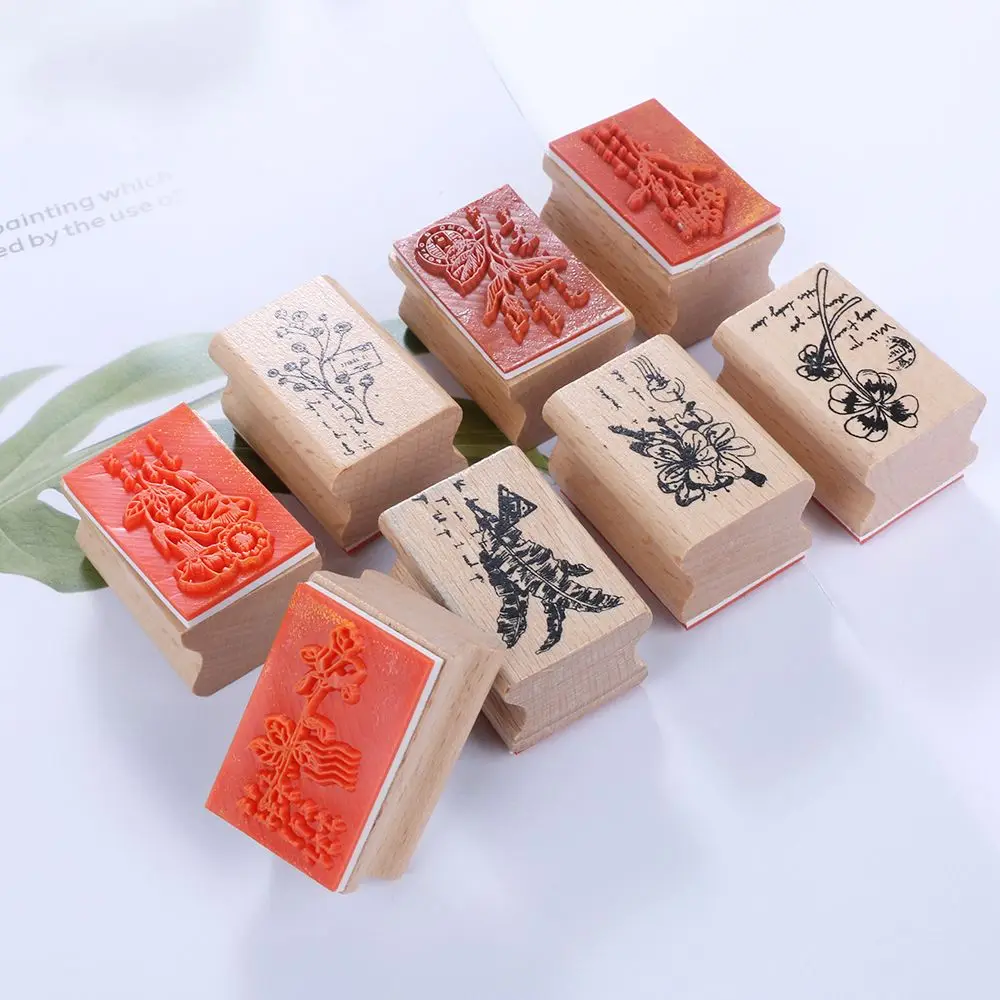 1PC New 4x3cm 1pc Vintage Wooden Animal Stamps Rubber Stamps Scrapbooking Standard Stamp Home Sewing Crafts Decoration