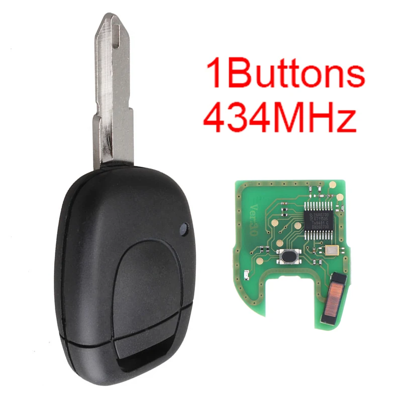 1Button Remote Car Key Case Key Shell Fob with NE72/VAC102 Blade with PCF7946 Chip Fit for Renault / Kangoo /Clio/Twingo