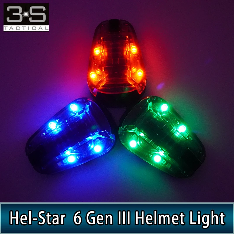 

Survival Signal Light HEL-STAR 6 Gen III Tactical Helmet Flashlight Green Red Blue Strobe IR light Outdoor Waterproof