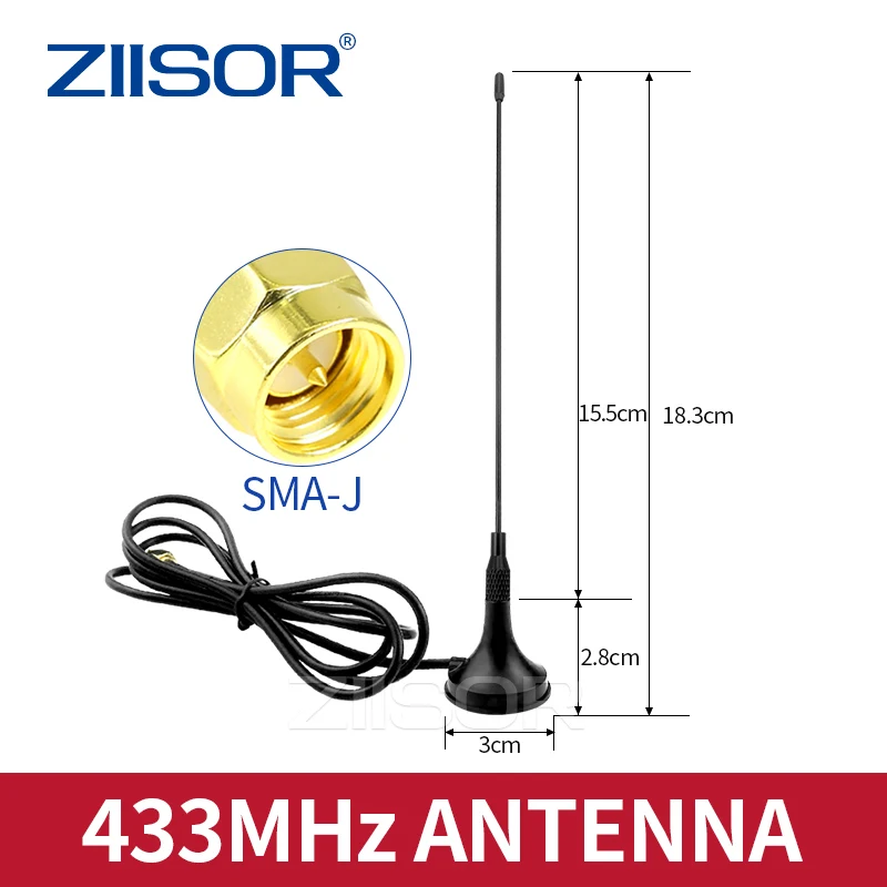 Antena magnetyczna typu whip 433MHz o wysokim zysku, złącze SMA męskie, moduł bezprzewodowy 433M, LoRa, rozproszony spektrum, WiFi, dookólna.