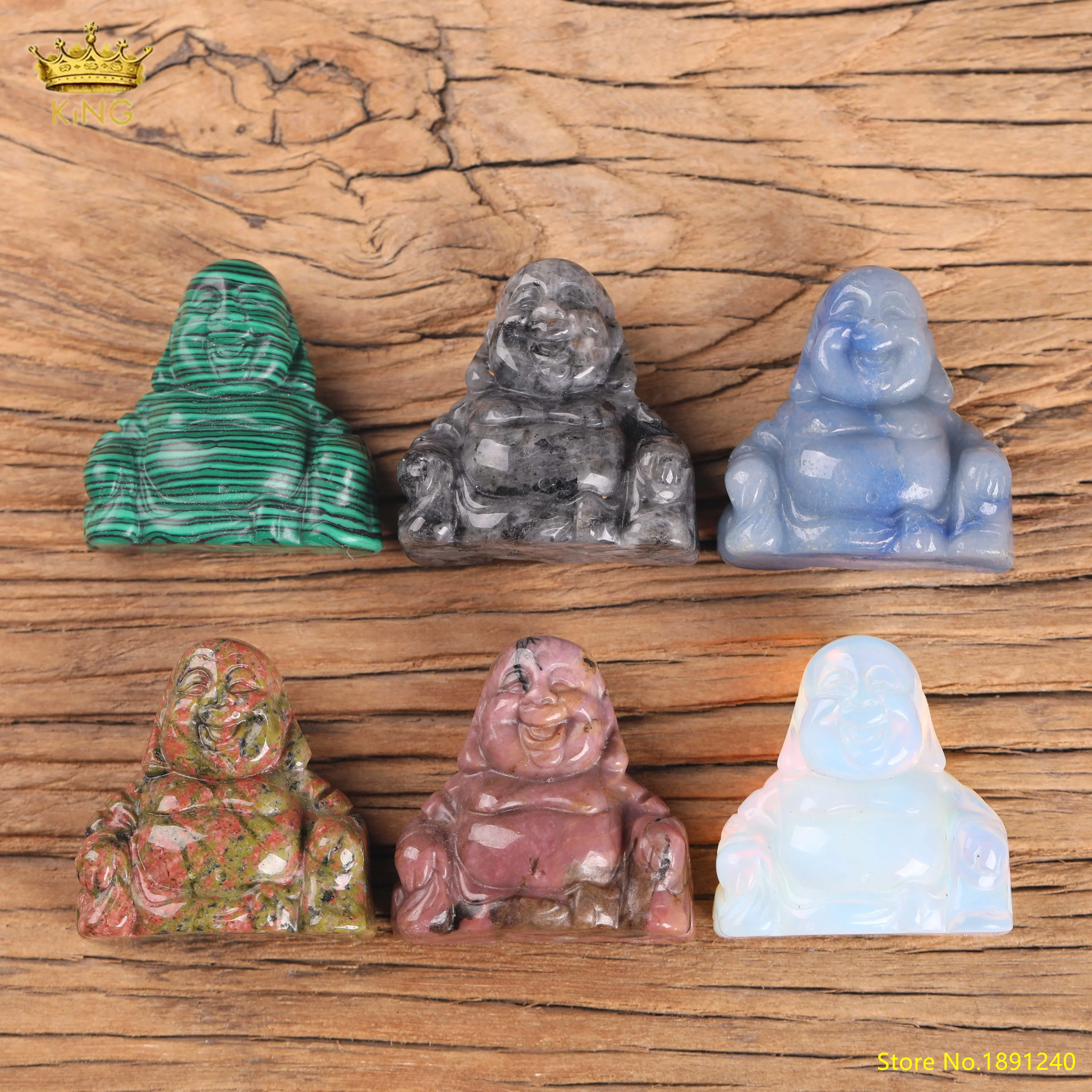 King 11 Kind Stone Crystal Buddhas,1.5 Inch Carved Buddha,Tiger Eye Gemstone Buddha Statue,Meditation Stone,Healing Buddha