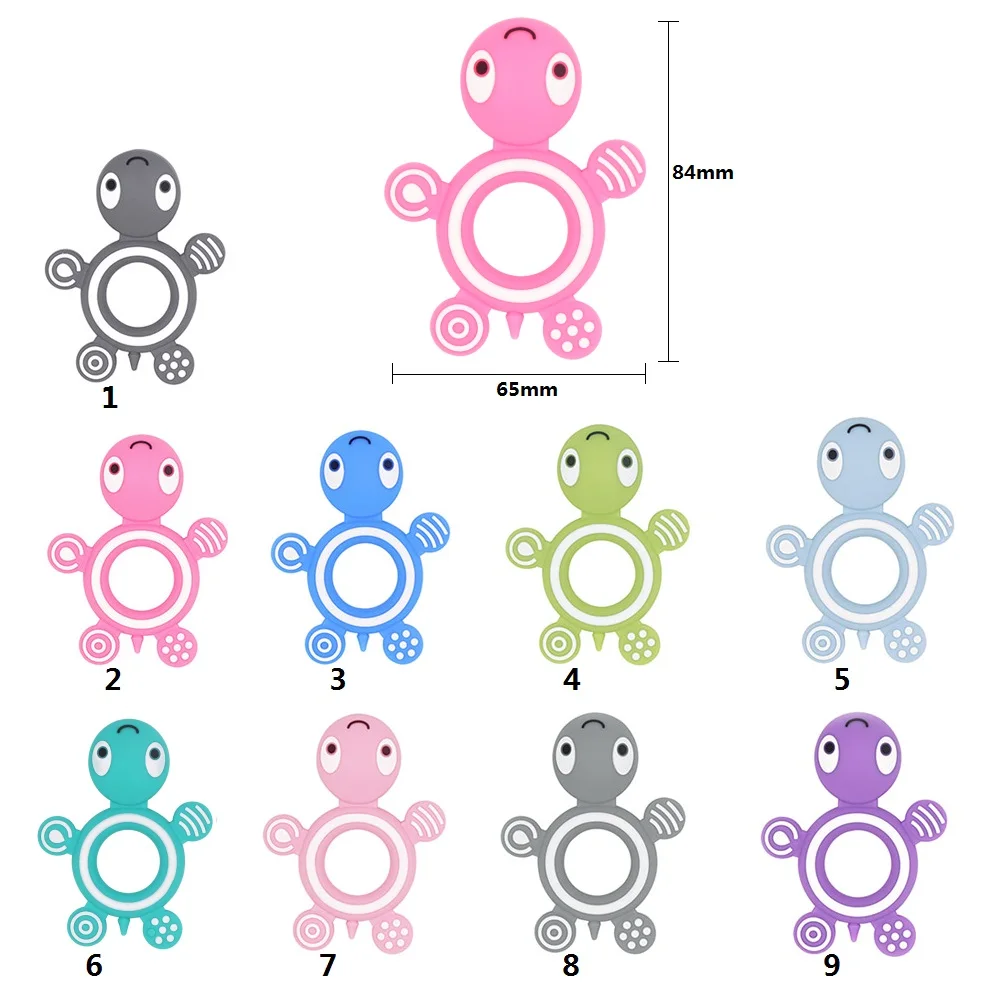 BOBO.BOX 1pc Silicone Teethers Food Grade Tiny Rod Teething Necklace BPA Free Baby Chewable Cartoon Animals Turtle Teether Toy