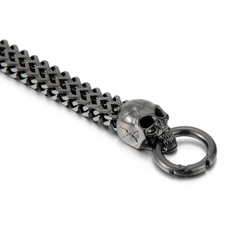 KDecisions-Bracelet à breloques tête de mort en acier inoxydable pour homme, maille brillante, bijou jonc, accessoire vintage, cadeau personnalisé, N Punk