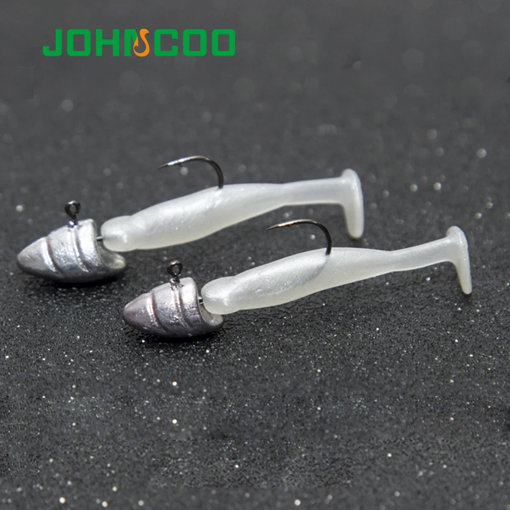 JOHNCOO 10pcs Head Hooks1.5g 2g 3.5g 5g Jig Head Barbed Hook Worm Soft Lure Exposed Jigging Hook Fishing Hooks