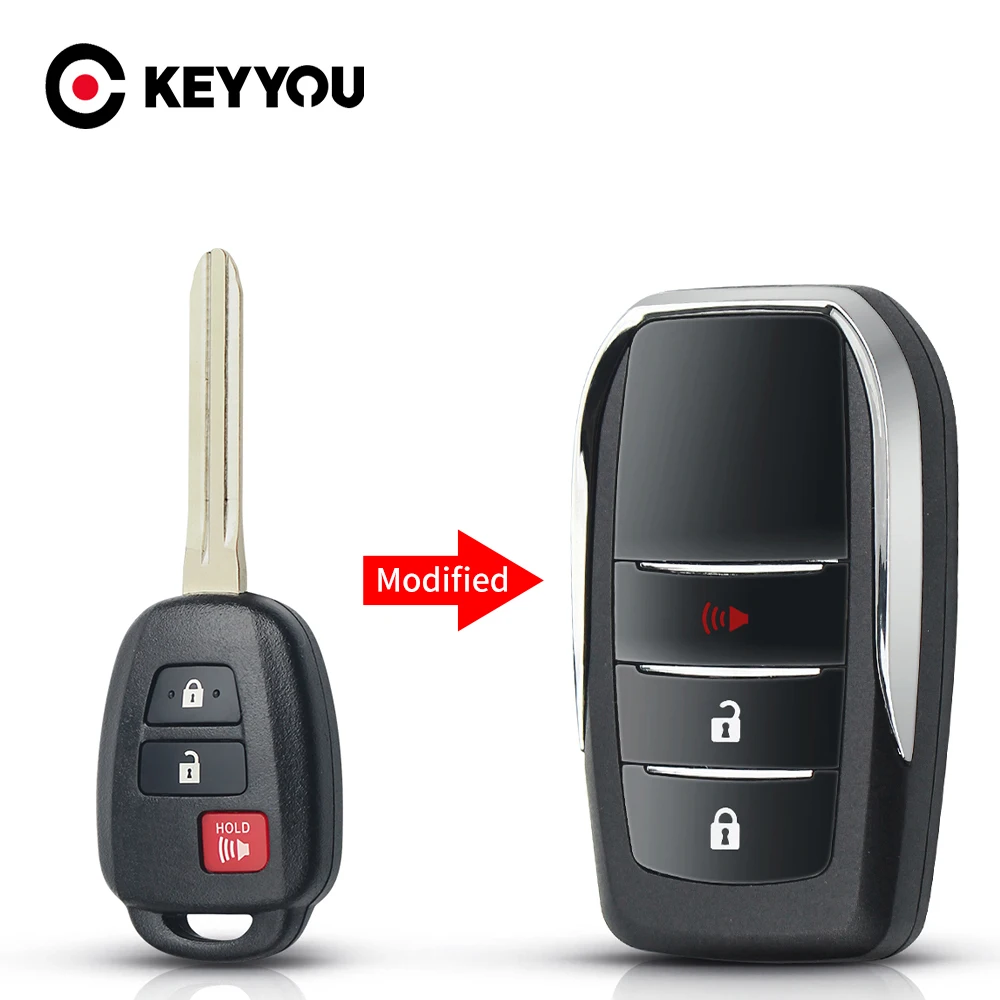 

KEYYOU 10pcs Modified 3 Buttons Flip Remote Key Shell Case Fob TOY43 Blade For Toyota Camry RAV4 2012-2015 Corolla 2014 2015