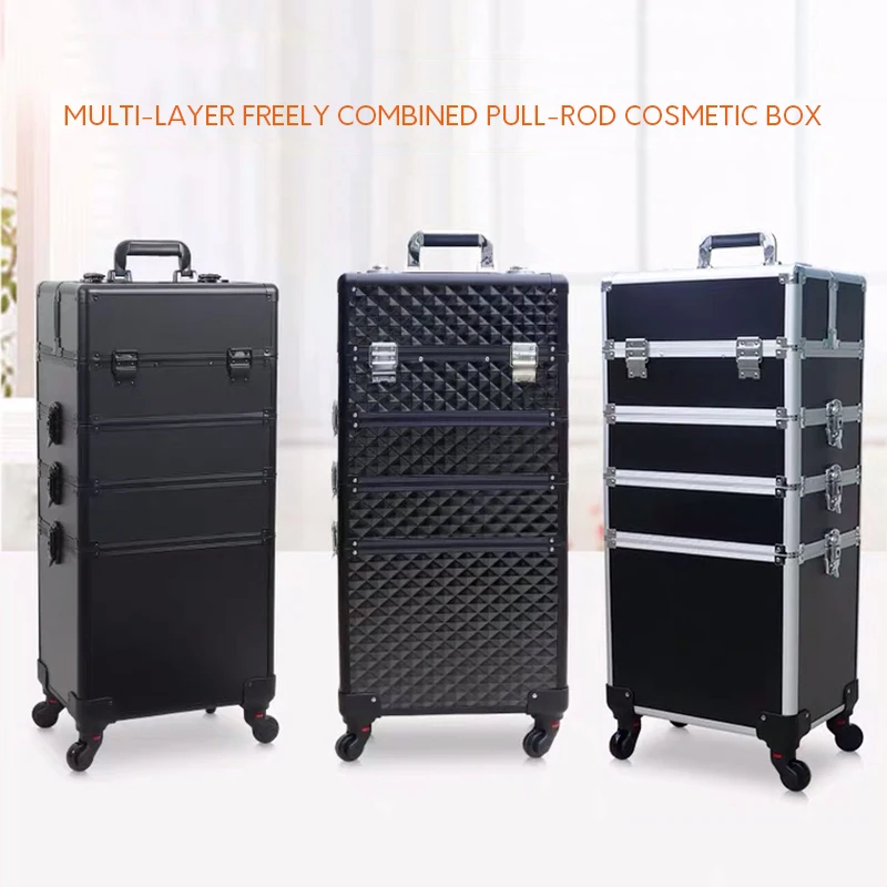 Professionele Multilayer Vrij Gecombineerd Trolley Make-Up Bagage Case Draagbare Cosmetische Koffer Nail Tattoo Beauty Reizen Toolbox