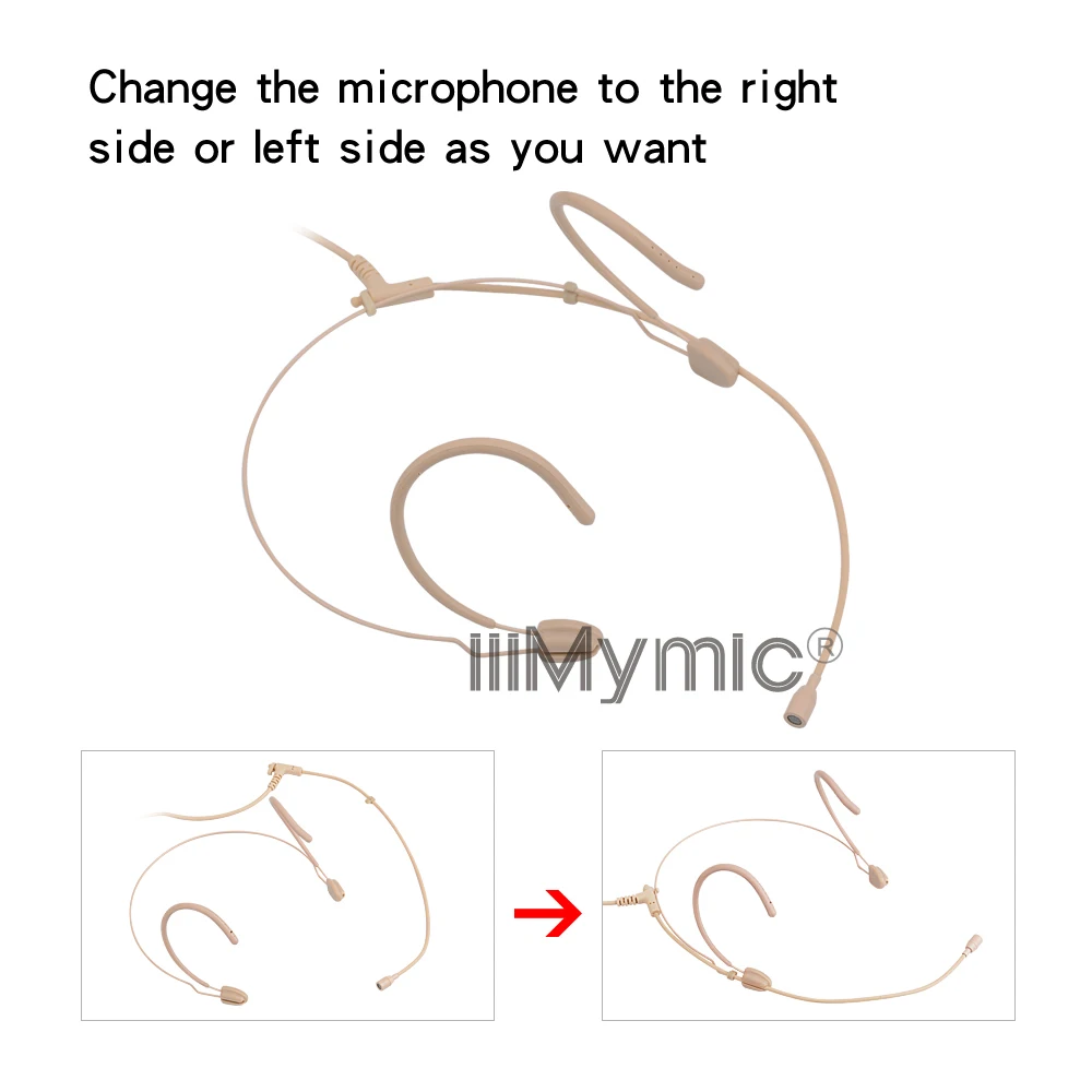 Iimymic ชุดหูฟังไมโครโฟนสำหรับ AKG Samson เครื่องส่งสัญญาณ Bodypack แบบไร้สายเปลี่ยนได้ทั้งด้านขวาและซ้าย