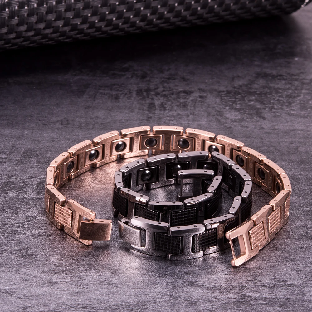 Magnetic Bracelet Benefit Anti-Scratch Black 12mm Power Magnetic Tungsten Bracelet Hematite Chain Waterproof Bracelet Homme