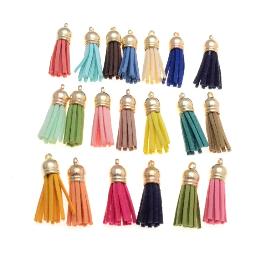 20 sztuk 3.8cm Tassel Vintage skórzane frędzle Fringe dla Purl Macrame DIY biżuteria brelok paski na telefon wisiorek