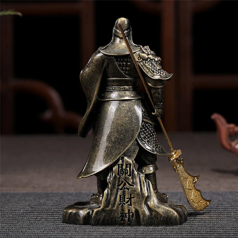 Chinese Feng Shui Guan Gong Buddha Statue Bronze Color Handmade Resin Crafts Big Buddha Sculpture Figurines Home Decoration