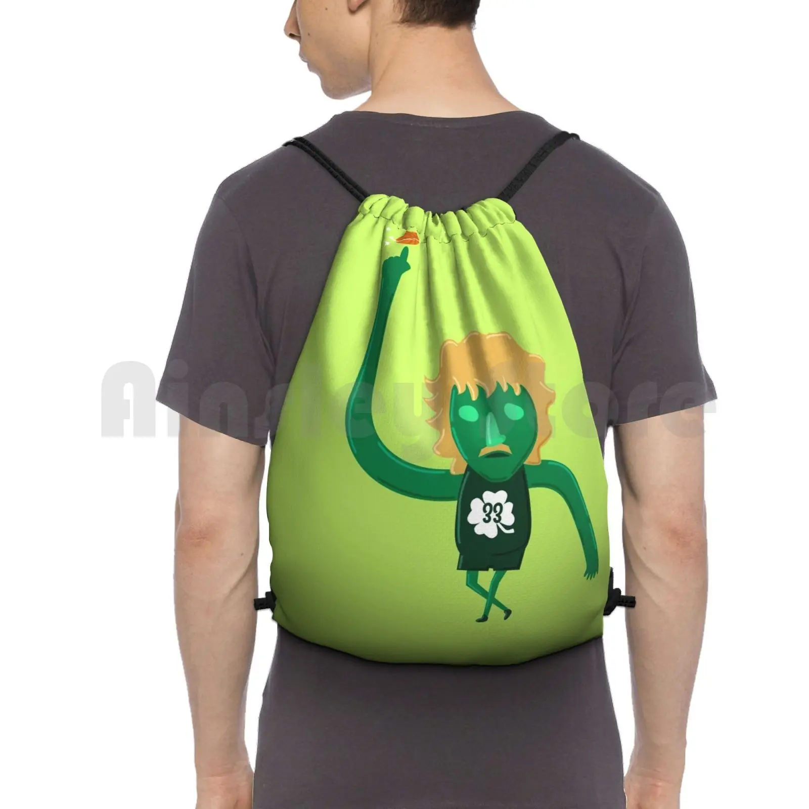 Larry Flippin' Bird Backpack Drawstring Bag Riding Climbing Gym Bag Larry Bird Larry Bird Boston Green Ball Hoops Shooter