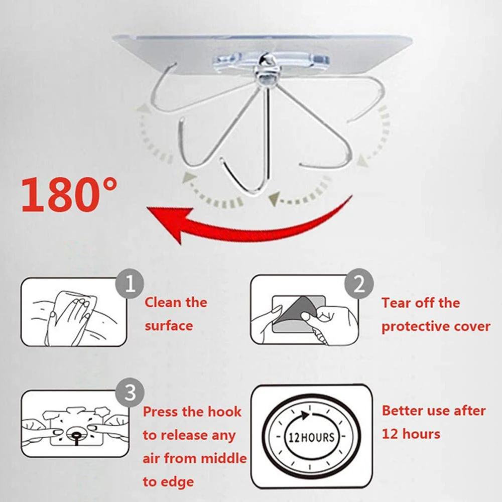 Picture 5: Seamless Transparent Nano Glue Strong Transparent Suction Cup Hook kitchen Bathroom Hanger Hook Free Punch Seamless Hook