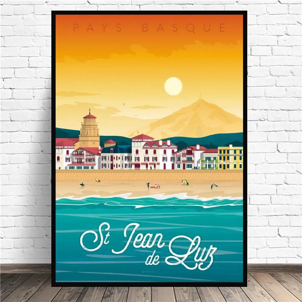 Saint Jean de Luz Travel Canvas Art Print Wall Poster Living Room Decoration No Frame