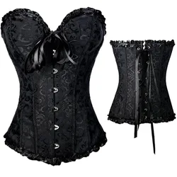 2023 Women´s corsets and bustiers tops sexy women brocade corset zip vintage style corselet overbust ladies Plus Size 6XL