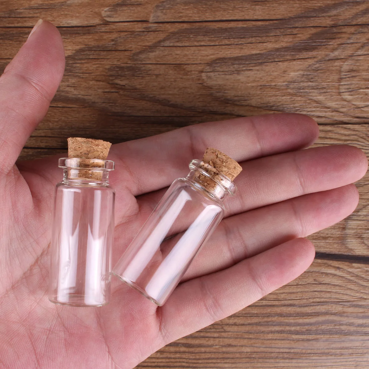 100pcs 10ml Size 22*50*12.5mm Mini Glass Perfume Spice Bottles Tiny Jars Vials With Cork Stopper pendant crafts wedding gift