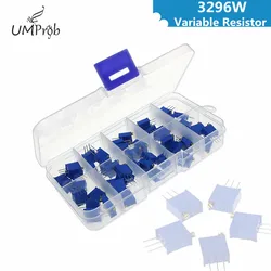50Pcs/Lot 3296W Multiturn Trimmer Potentiometer Kit  3296 Variable Resistor 500R 1K 2K 5K 10K 20K 50K 100K 200K 1M for Diy Kit