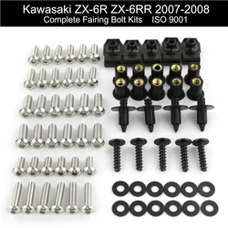 Fit For Kawasaki ZX6R ZX-6R ZX-6RR 2007 2008 Complete Cowling Full Fairing Bolts Kit Fairing Clips Nuts Screw Stainless Steel