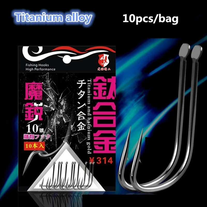 Japan Titanium Fishing Hook Barbed Bagged 10 Bags 100pcs Fishhooks Carp Sea Needles Fly Assist Saltwater Tools Pesca Missile tip