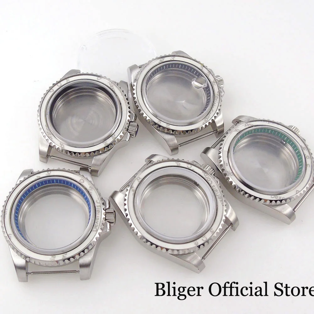 BLGER Blue Green White Chapter Ring Sapphire Glass 40mm Watch Case fit NH35A NH36A PT5000 ETA2824 Movement Glass Back