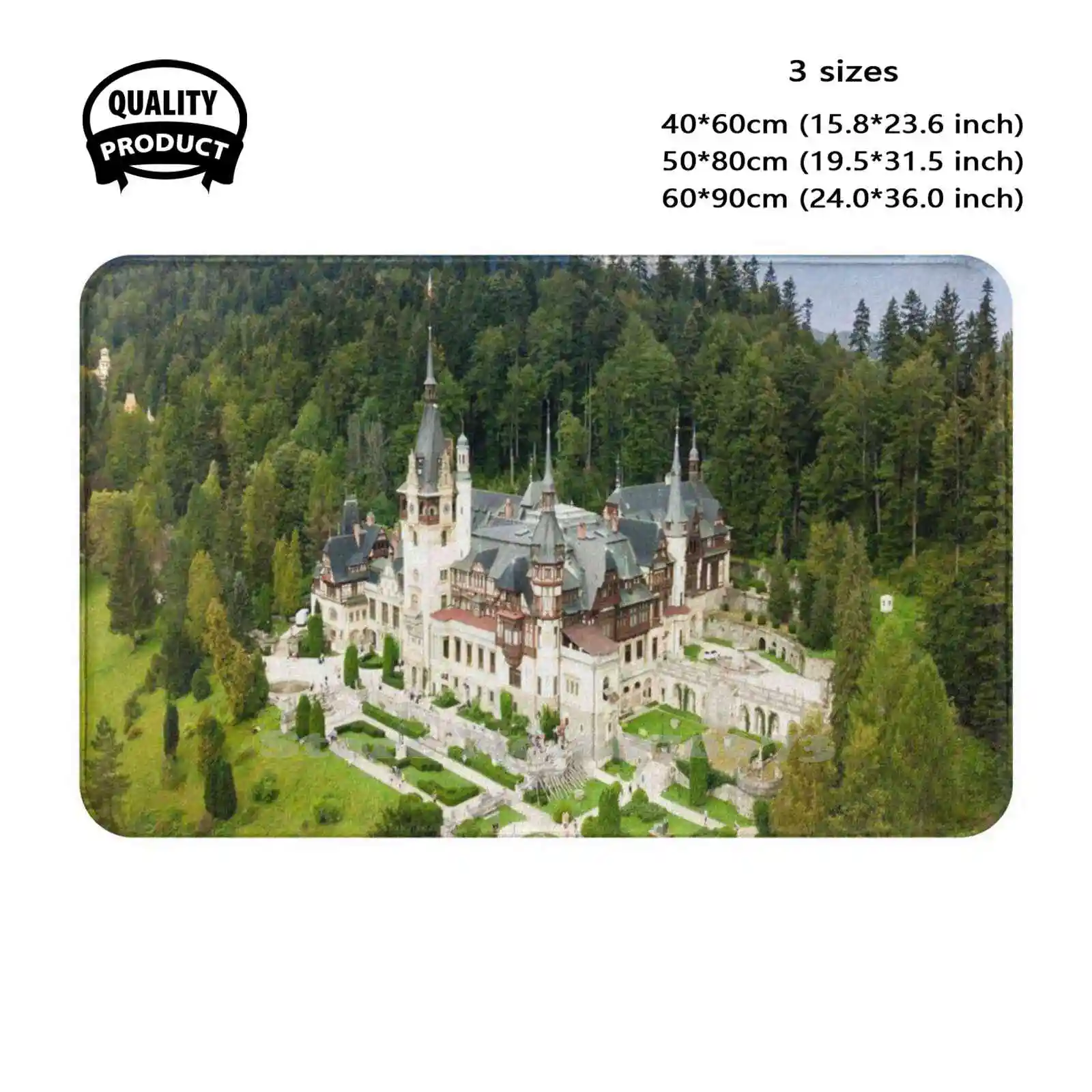 Castle Soft Cushion Home Carpet Door Mat Car Rug Nature Transylvania Castle Romania Forest Trees Travel Landscape Wildness